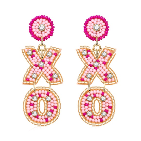 Jewelry - Valentines XO Beaded Drop Earrings
